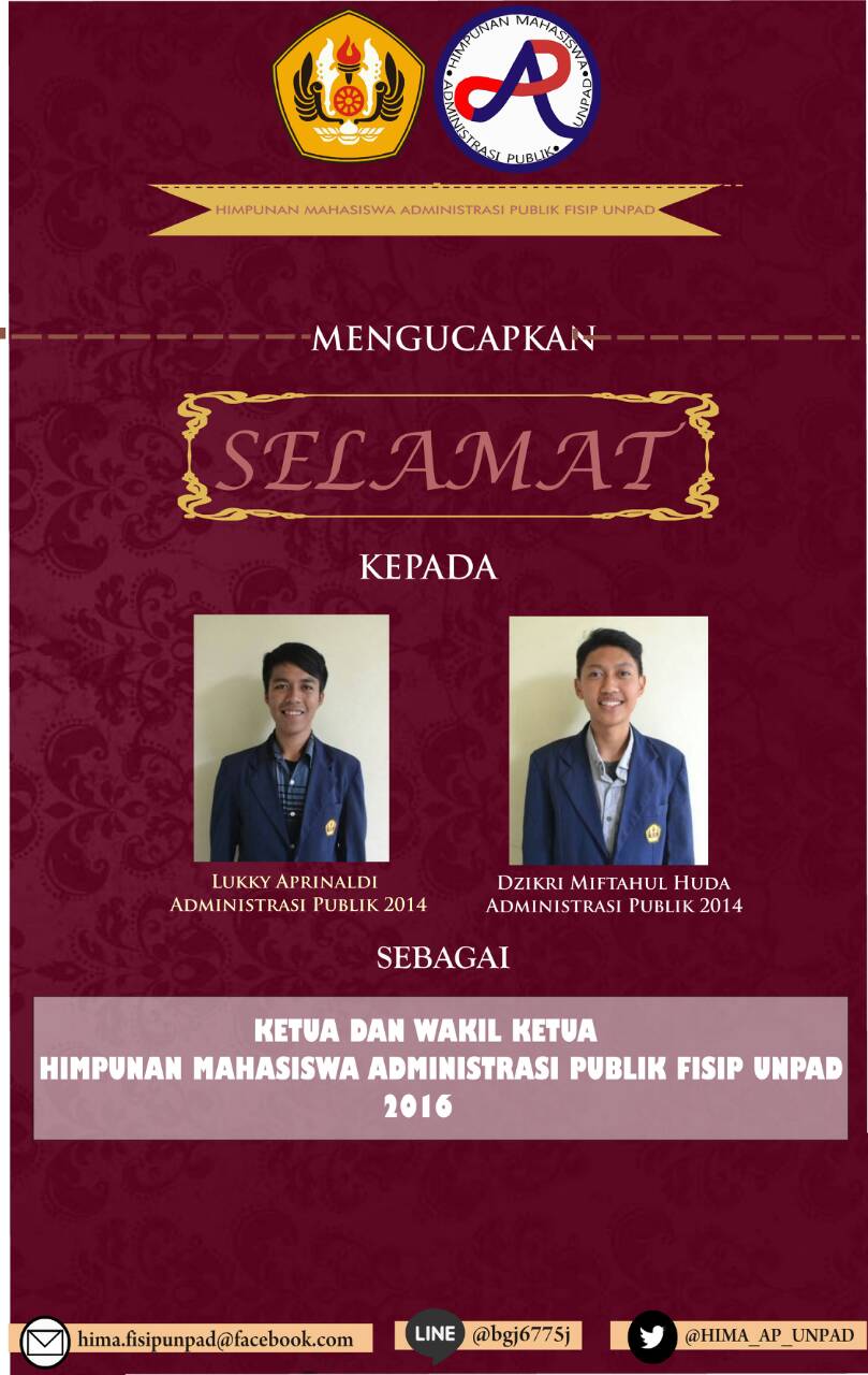 Ketua dan Wakil Ketua HIMA Administrasi Publik FISIP Unpad Tahun 2016